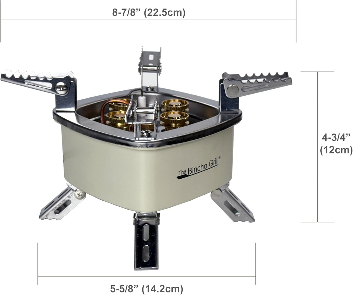 Charcoal Starter Gas Burner – 12,800W High Heat Mini Stove with 4 Heads – For Chimneys to Light Binchotan & BBQ Charcoal – Portable Propane/Butane Camping Stove with Piezo Ignition