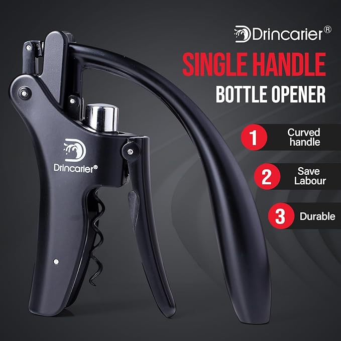 Vertical Lever Corkscrew with Non-Stick Worm, Compact Rabbit Wine Opener Wine Bottle Opener with built-in Foil Cutter