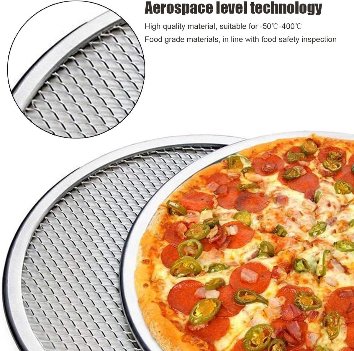 Pizza Screen, 3PCS Aluminum Alloy Seamless Pizza Screen Non Stick Mesh Net Baking Tray Cookware Kitchen Tool For Oven, BBQ 10 inch and 12 inch,14 inch