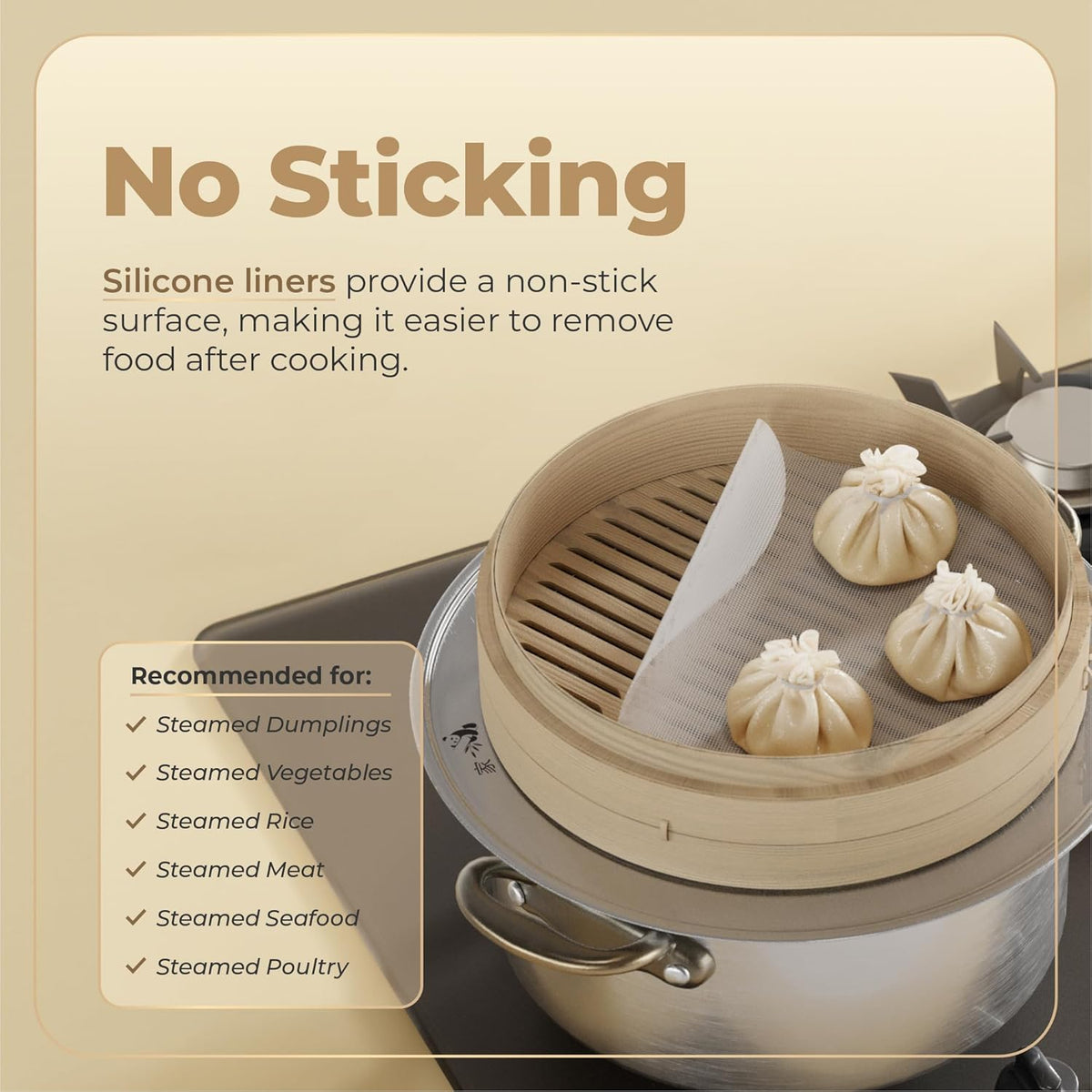 Prime Home Direct Bamboo Steamer Silicone Liners 12-Inch | 6 Count | BPA Free | Reusable & Non Stick for Air Fryer, Dumpling Food Steam Pot & Dim Sum Steaming | Round Mesh Parchment Baking Sheet Paper