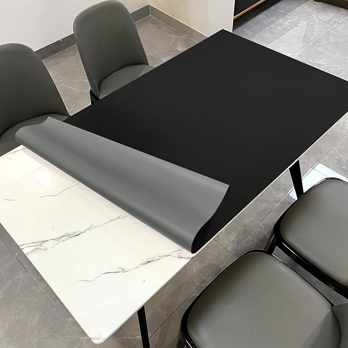 Leather Table Cover,1.8mm Thick,42x66 Inch Table Protector,Table Protector for Dining Room Table,Dining Table Cover,Table Cover Protector,Dining Table Pad Protector(Black+Gray,42x66)
