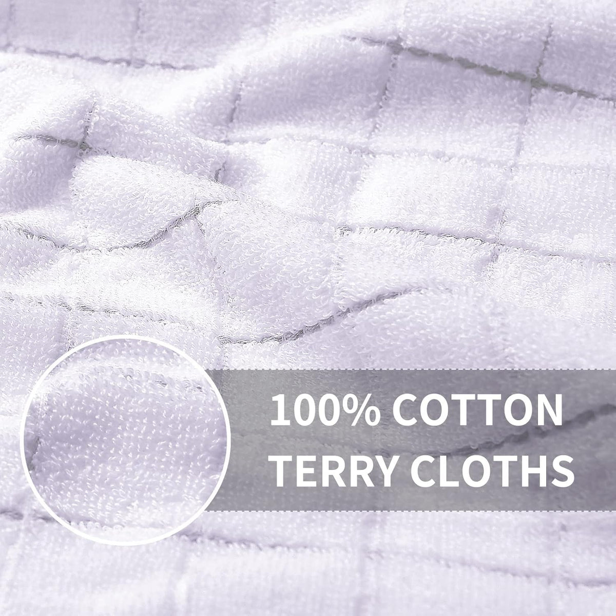 Homaxy 100% Cotton Terry Kitchen Towels(White, 13 x 28 inches), Checkered Designed, Soft and Super Absorbent Dish Towels, 8 Pack