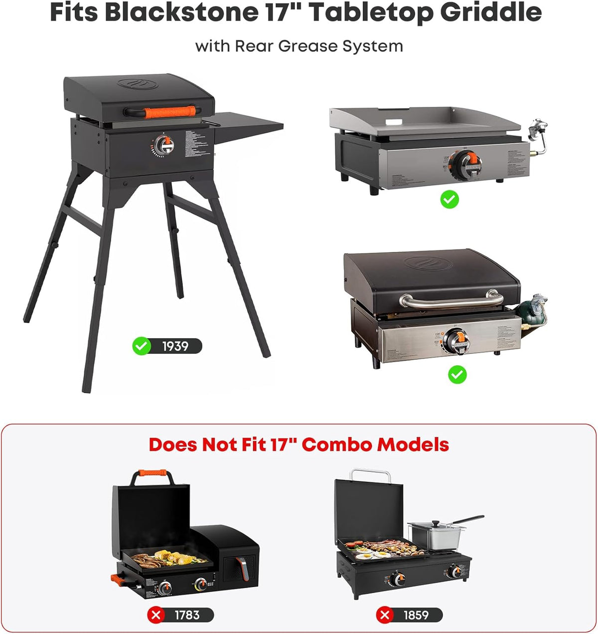 Stanbroil Stainless Steel Flat Top Griddle for Blackstone 17 Inch Tabletop Grill Station, Griddle Replacement Top with Rear Grease System