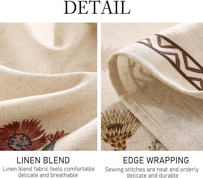 ISAENNE Designer Off White Linen Long Rectangle Tablecloth,Floral Elegant Table Cloth,Stain Resistant Vintage Decor Tablecloths for Dining Thanksgiving Kitchen Christmas,63"*102"-Serenity G