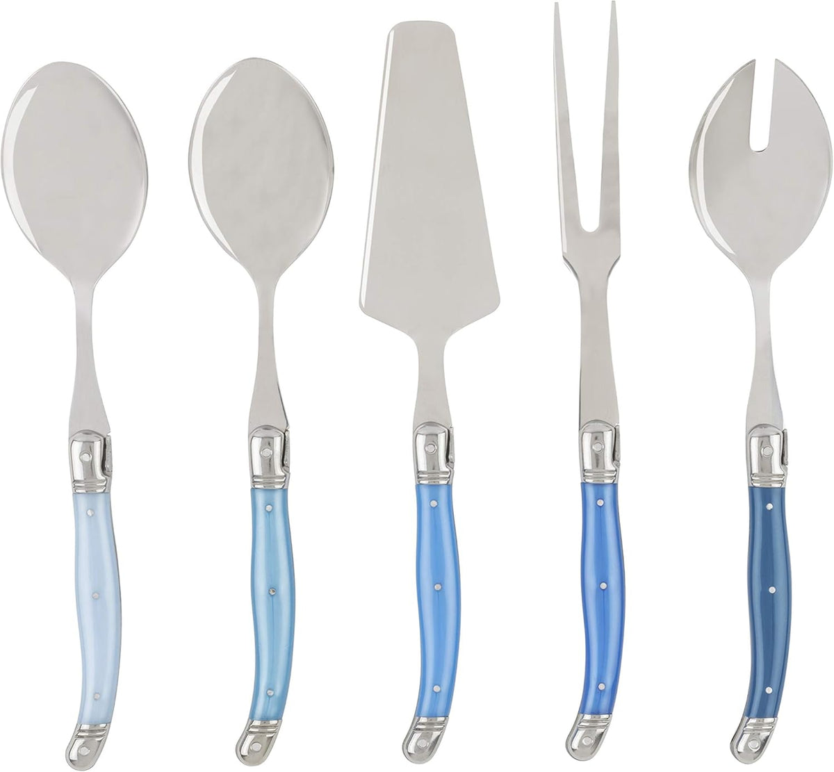 Laguiole French Home Hostess Set 5-Piece Serving Utensils Set with Slotted Spoon, Spatula, Fork, and 2 Spoons Elegant and Versatile Flatware Set