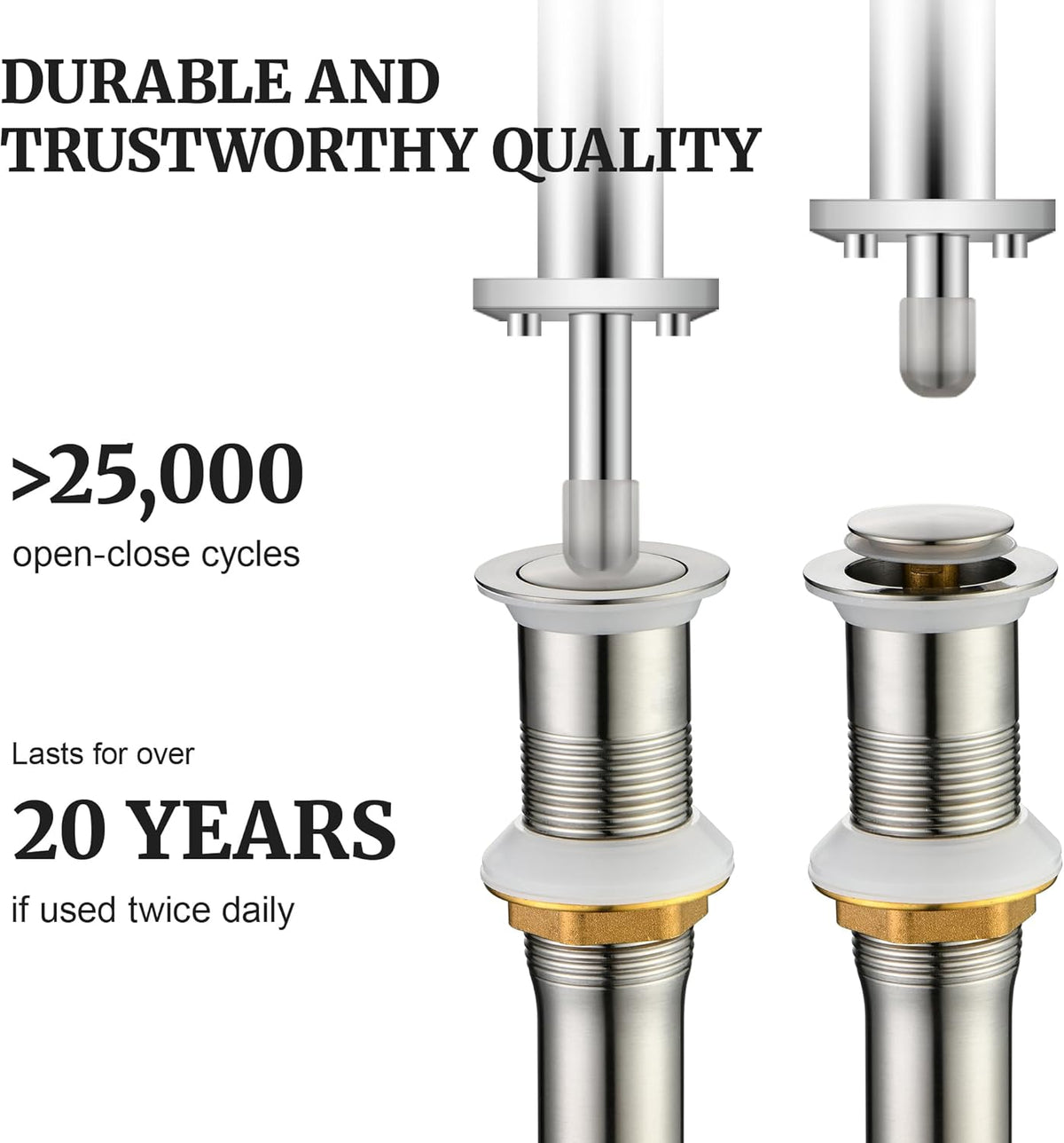 Pop up Sink Drain Stopper for Bathroom Vessel Vanity Sink Art Basin Brushed Nickel, Small Cap Without Overflow, Metal Pop-up Drain Strainer with Detachable Basket Stopper