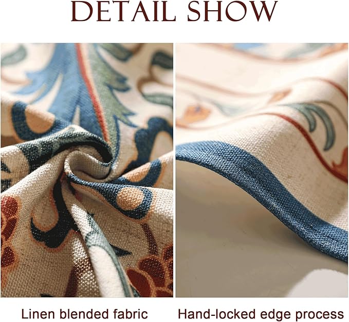 patdrea Designer Vintage Linen Small Square Tablecloth,French Anti-Wrinkle Durable Floral Table Cloth,Colorful Table Cover for Kitchen Dining,Parties,Christmas,Thanksgiving,Party,67"x67"-Puno