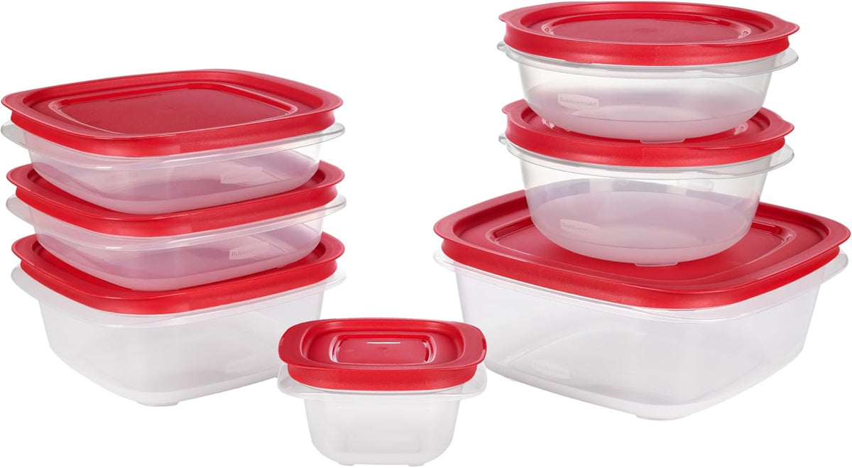 Rubbermaid EasyStore Square and Round Containers, 14-Piece Set, Food Storage Containers, Food Storage Containers with Lids
