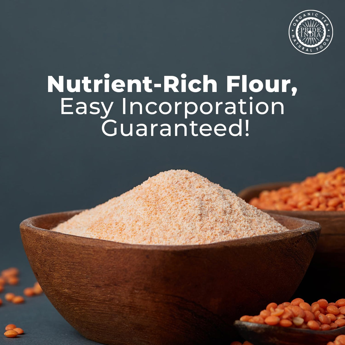 Pride of India- Red Lentil Flour 1 lbs (454 gm) Hint of Sweetness Slightly Nutty Earthy Flavor Freshly Milled in Small Batches |Ideal for Cakes Sauces Pasta Crepes Meatballs | Vegan, Gluten Free