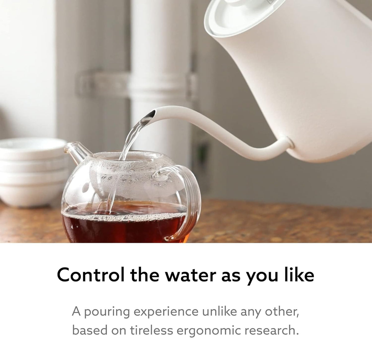 BALMUDA The Kettle | Electric Gooseneck Kettle | Lightweight | Stainless Steel | 0.6L (20fl oz) Capacity | Neon Light Indicator | Perfect for Tea and Coffee | US Version | White
