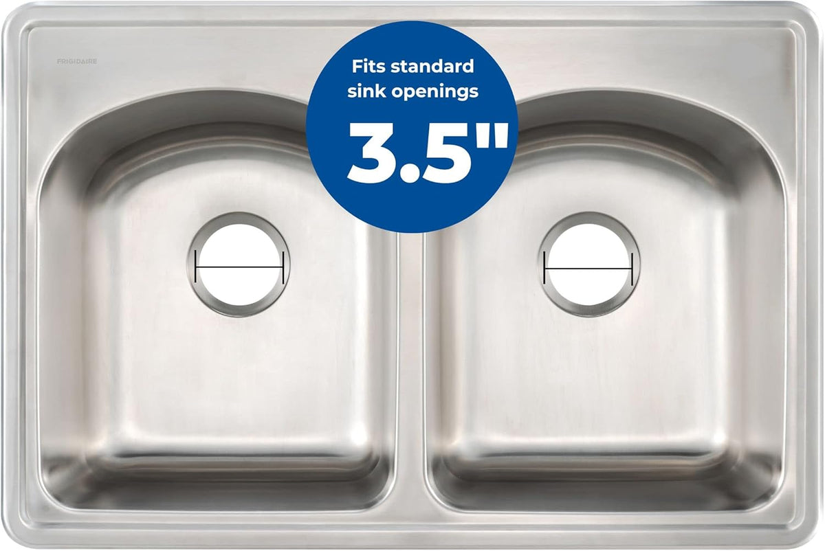 Mr. Scrappy 3.5" Sink Drain Assembly with Twist Lock Basket Strainer, Solid Brass, White