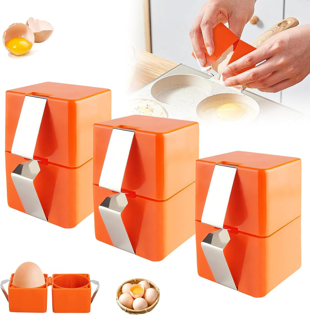 Stainless Egg Shell Opener, 2025 Upgraded Egg Shell Cutter Egg Shell Separator for Raw Eggs Gadgets, Quickly Cutting Off Cooked Eggs, Home Use Multifunctional Egg Cutter for Hard Boiled Eggs (3)