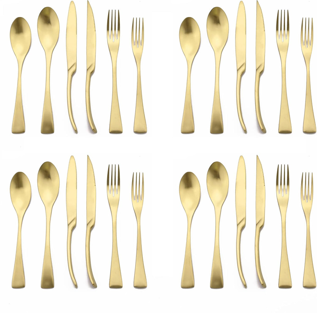 Luxury 18/10 Stainless Steel Matte Champagne gold Cutlery Flatware Set - Utensil Set Steak Spoons and Forks Knife Silverware Set,Service for 4 (24-Piece)