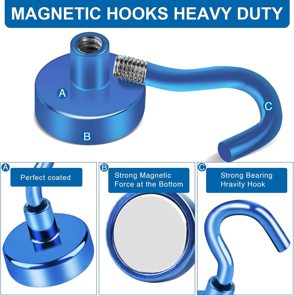 LOVIMAG Magnetic Hooks for Cruise Cabins, Cruise Essentials Must Haves, Cruise Magnets, Magnetic Key Holder, Strong Magnetic Hooks for Hanging, Fridge, Grill -12 Pack