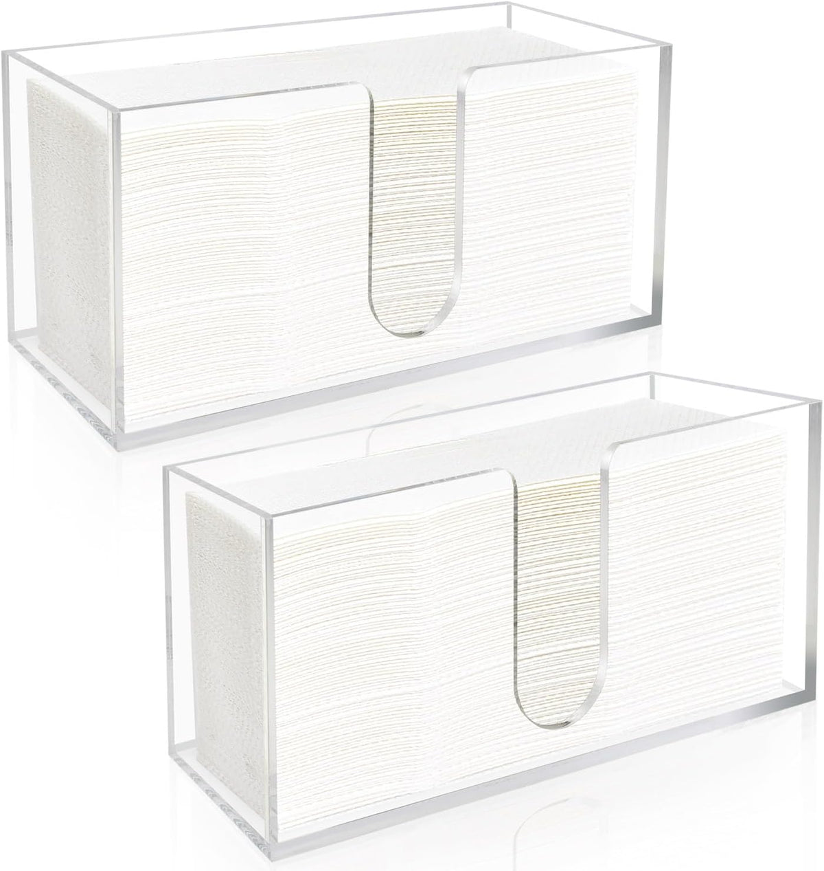 Acrylic Paper Towel Holder Countertop, 5mm Thick Clear C-Fold Z-Fold Trifold Napkin Dispenser, Bathroom & Kitchen Organizer for Multifold Towels (2)
