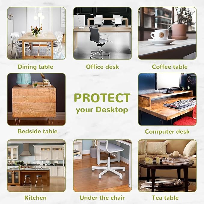 42 x 56 Inch Clear Table Cover Protector, 1.5mm Plastic Table Cover, Waterproof Table Pad for Dining Room, Kitchen, Office