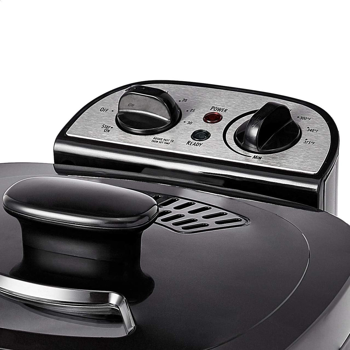 Amazon Basics 2.1-Qt (2.0L) Electric Deep Fryer with 8-Cup Oil Capacity, Timer, Adjustable Temperature, Easy Draining Basket, Viewing Window, 1500W, Black
