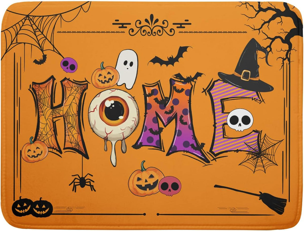 Halloween Home Dish Drying Mat Orange Washable Microfiber Drying Pad for Holiday Decoration