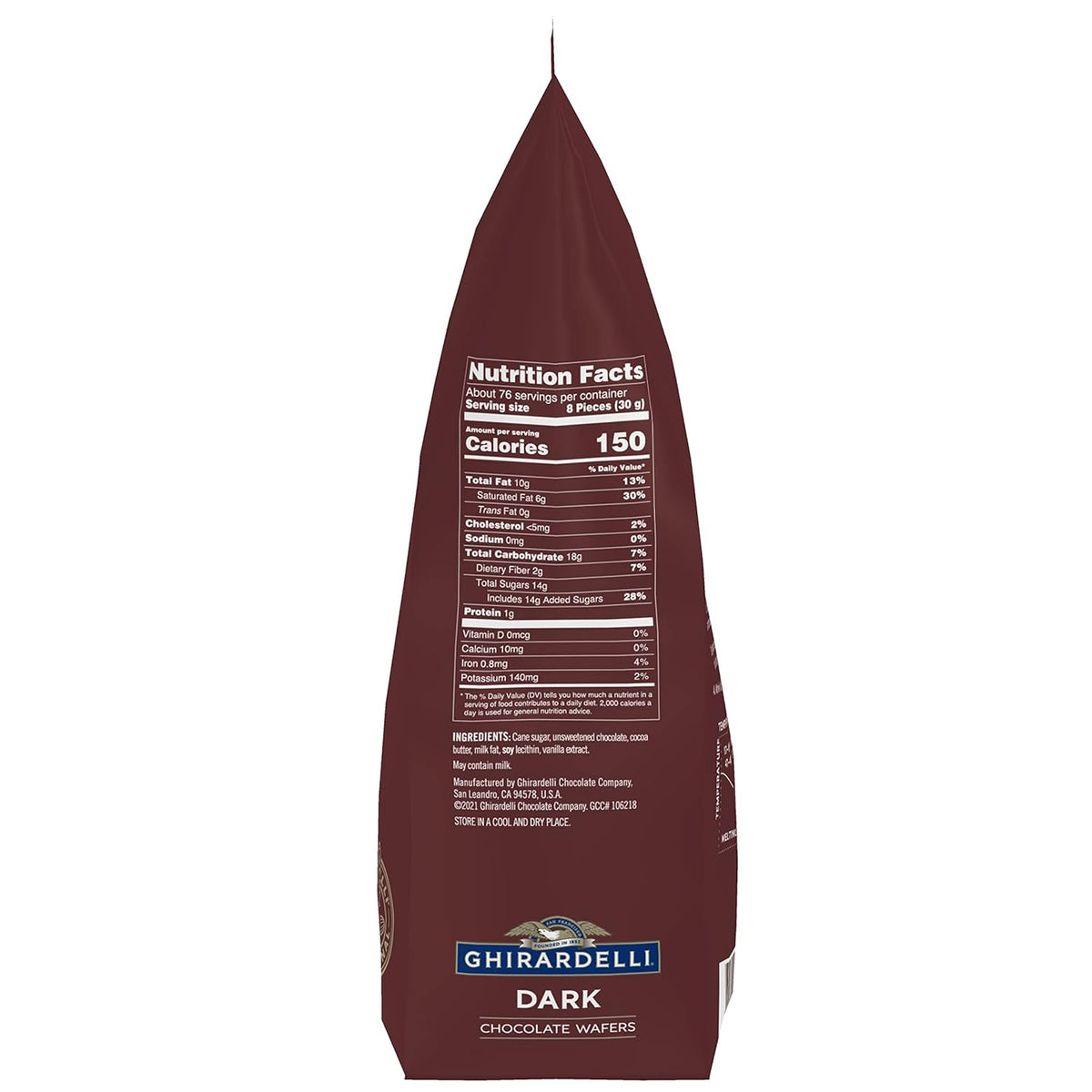 Ghirardelli Chocolate Company Dark Chocolate Wafers, 5lb. Bag (Pack of 1)