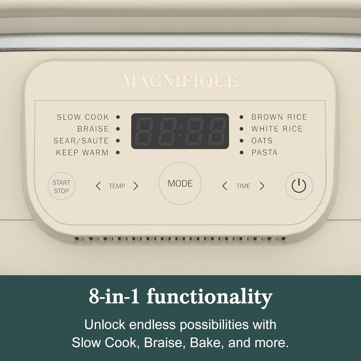 4 Quart Programmable Slow Cooker with Flexible Easy Programming, 8-in-1 Claypot Multi Cooker, Removable Crock, Nonstick, Oven Safe Pot to 450°F, Oatmeal