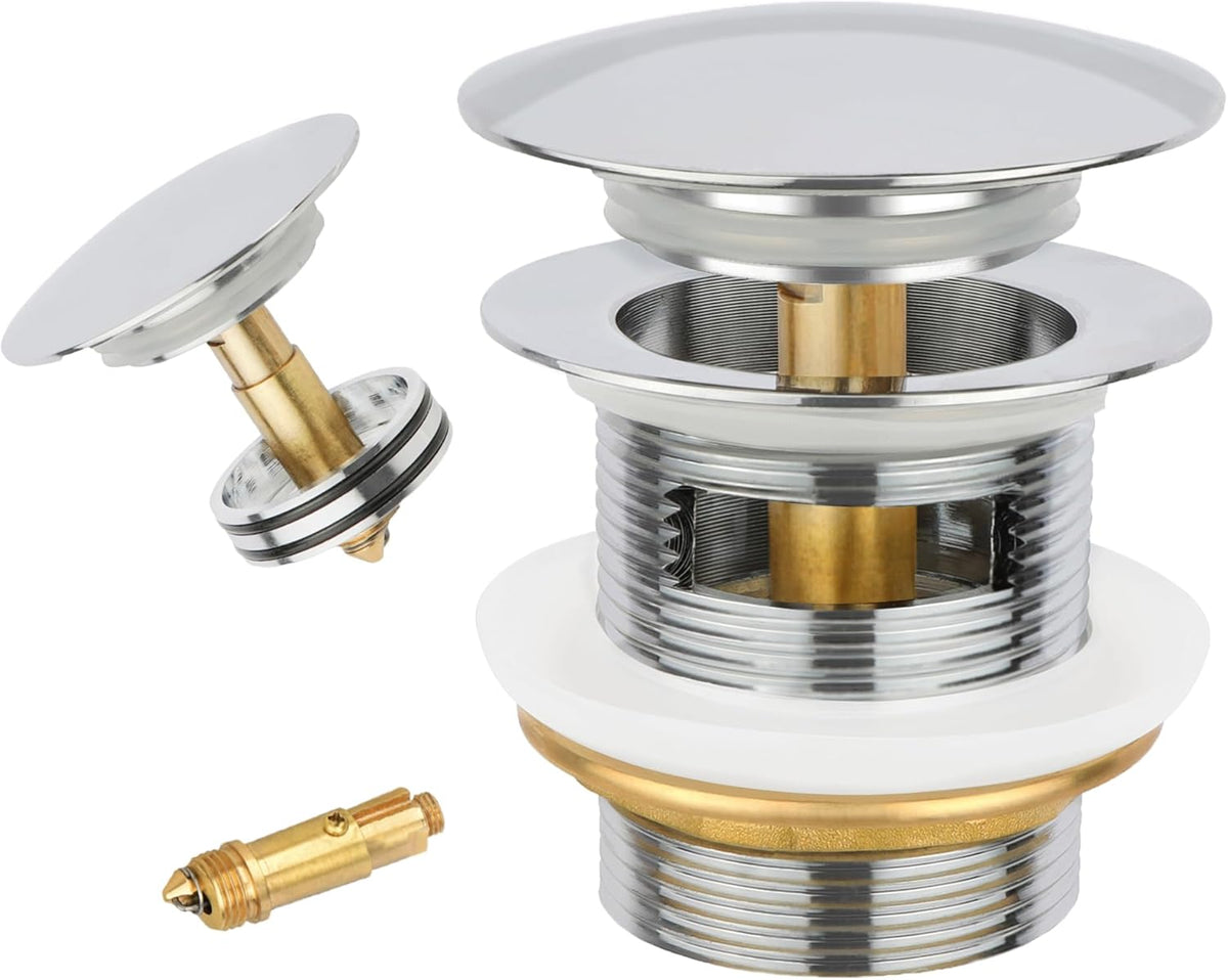 Fits Freestanding Tub Drains with Removable Pop-Up Freestanding Tub Drain Stopper, Compatible with Freestanding Tub Drain Rough-in Kit (Also Comes with a Replacement Pop-Up Bolt) (Chrome)