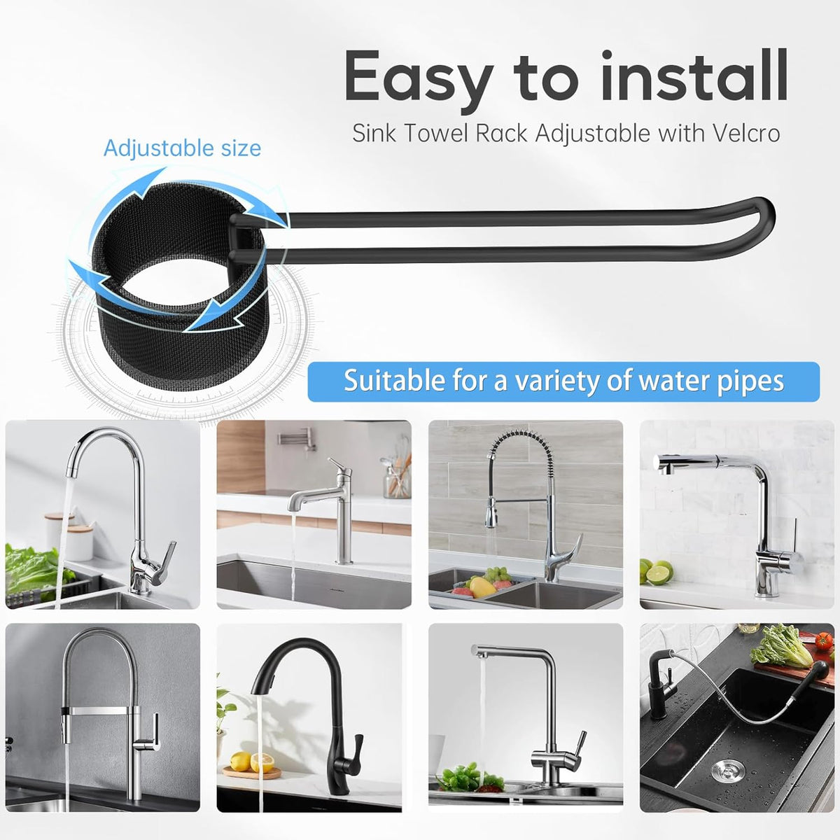 Stylish and Functional Dish Towel Holder - Keep Your Kitchen Rags and Dishcloths Neat and Within Reach with This Sink Dish Cloth Holder and Storage Rack! (1, Black)