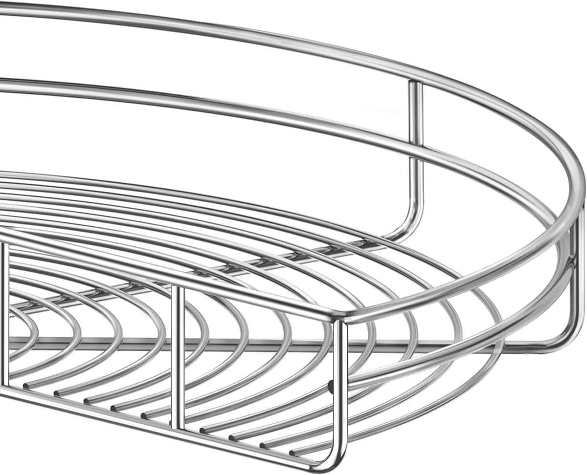 32" Kidney Lazy Susan for Corner Cabinet, Lazy Susan Replacement Shelves Turntable for Cabinet,Chrome Rotating Storage Rack for Corner Cabinet Organizer (Cannot be Door-Mounted)