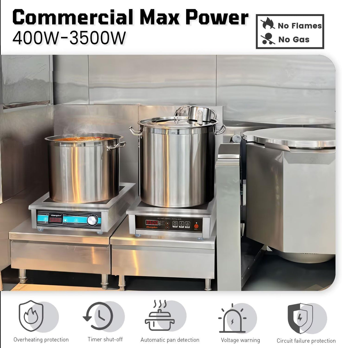 Commercial Induction Cooktop 3500W/240V Induction Burner 18-hour Timer Hot Plate for Kitchen Restaurants Abangdun (Single Burner)