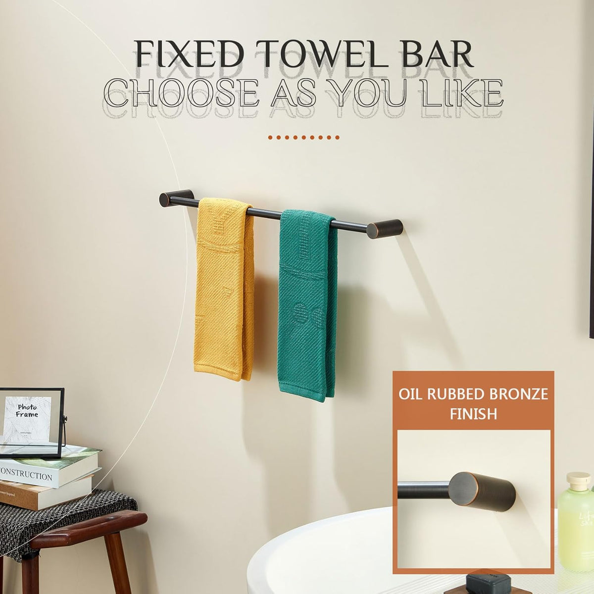 KOKOSIRI Bathroom Towel Rack Wall Mounted 24'' Bath Towel Bar Holder for Bathroom Hardware Accessories Oil Rubbed Bronze Stainless Steel, B4007ORB-L24