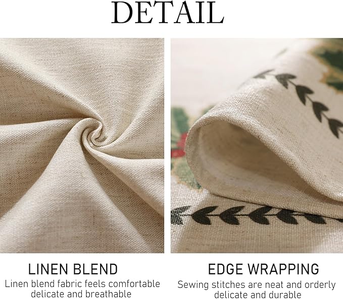 ISAENNE Designer Christmas Linen Small Square Tablecloth,Light Beige Western Elegant Table Cloth,Wrinkle Resistant Decor Tablecloths for Dining Thanksgiving Kitchen Christmas,55"*55"-Carol G