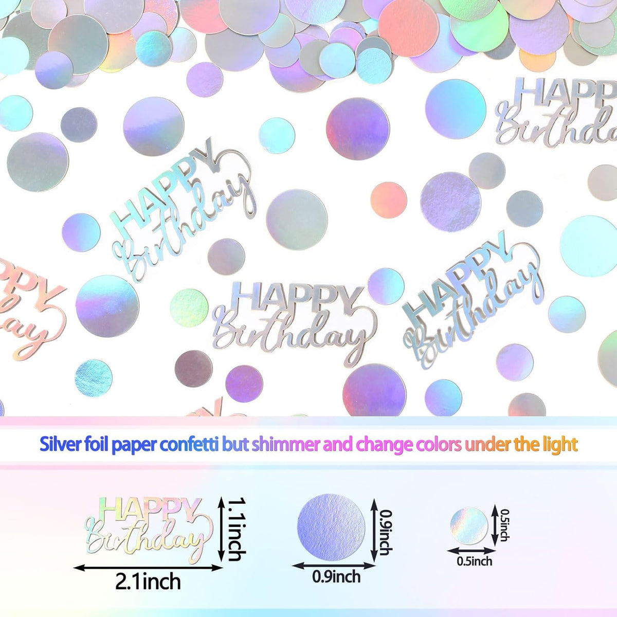 300PC Circle Dots Birthday Confetti for Table Iridescent Happy Birthday Table Scatters Party Decorations