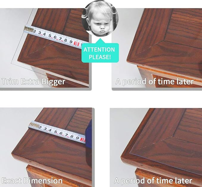NECAUX Custom 44 x 56 Inch Clear Table Cover Protector, 1.5mm Thick Plastic Waterproof Heavy Duty Desk Pad Mat Non-Slip Tablecloth Protector for Coffee Table, Sofa Table, Media Stand, Countertop