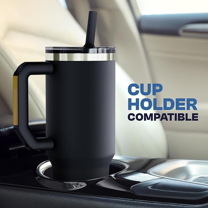 Thicc Buddy - 40 oz Stainless Steel Vacuum Insulated Tumbler with Lid and Straw for Water - Travel Mug Cupholder Friendly - Gifts for Women Men Him Her (Silver Sleigh)