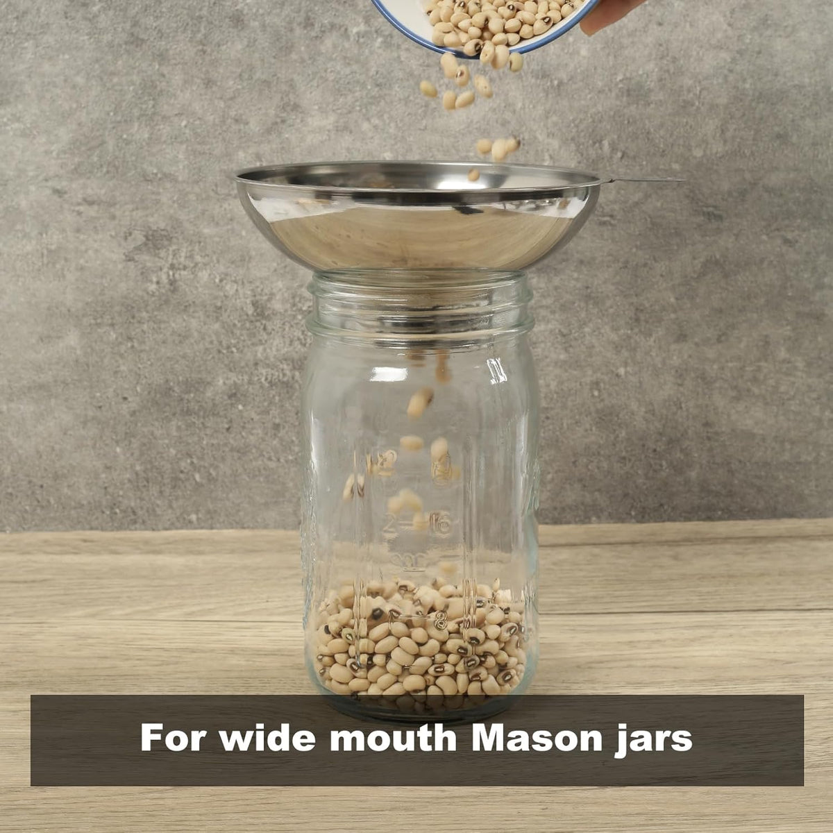 Canning funnel with stainless steel filter for wide mouth Mason jars - Kitchen filling stainless steel wide mouth funnel（for wide mouth Mason jars）