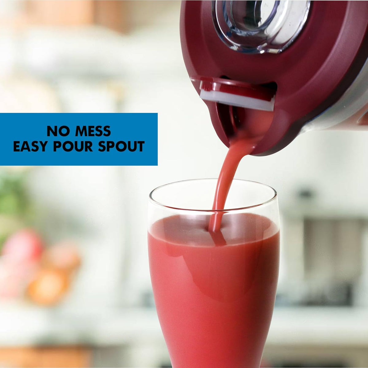 Kenmore Countertop Blender - Electric Mixer, Frozen Smoothie, Shakes, Milkshake, Puree Maker, Licuadora Grinder Kitchen Appliance With Ice Crush & Pulse Function, Dishwasher Safe Pitcher, Red