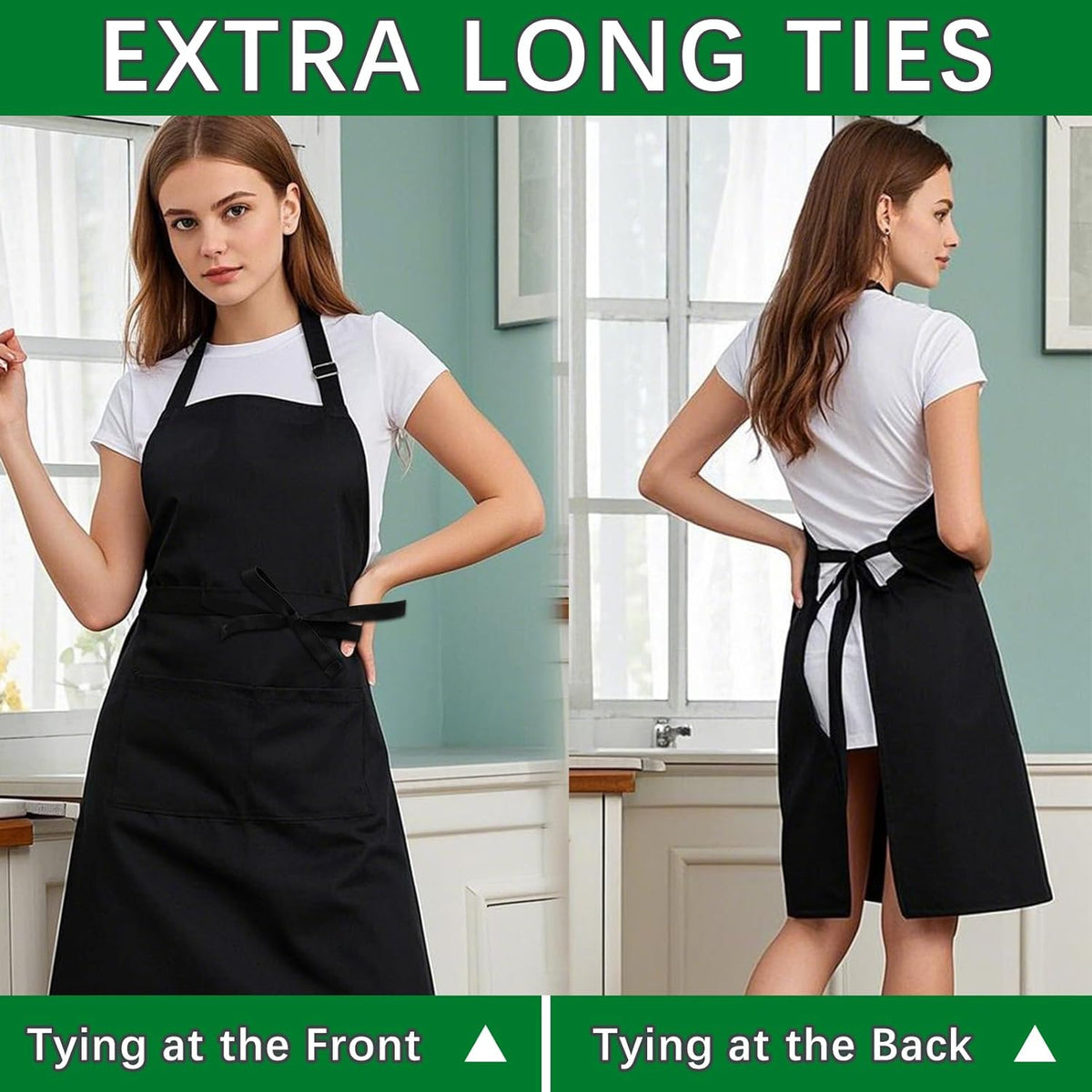 Bib Apron - Unisex Black Aprons 2 Pockets Cooking Kitchen Apron for Chef,BBQ Drawing aprons black (10 PCS)