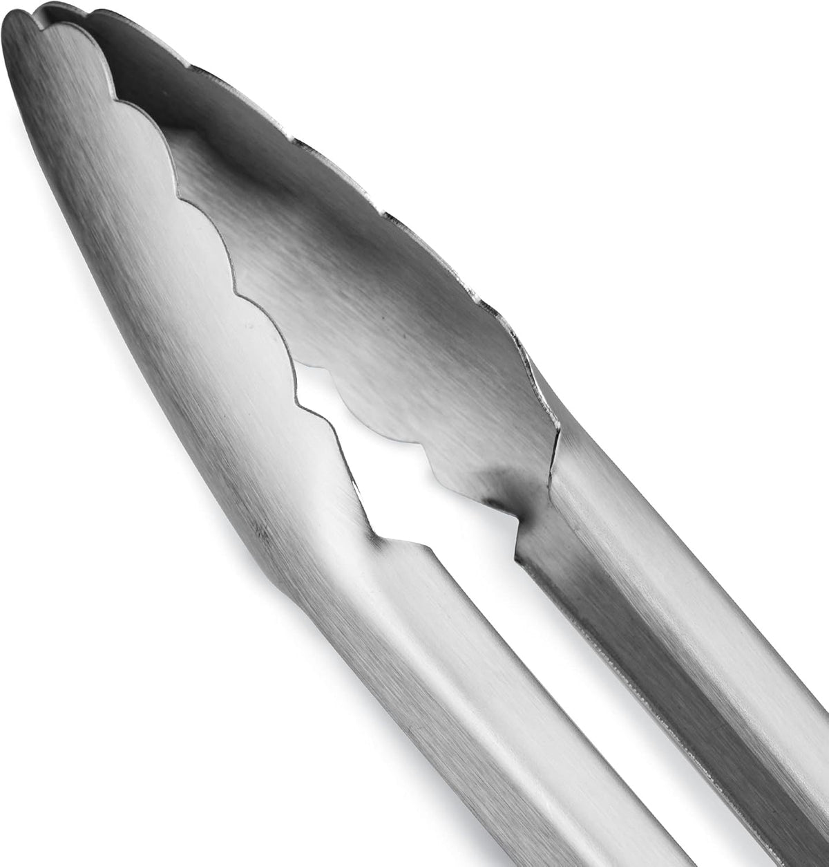 304 Stainless Steel Kitchen Cooking Tongs, 12" and 14" Set of 2 Sturdy Grilling Barbeque Brushed Locking Food Tongs with Ergonomic Grip, Blue