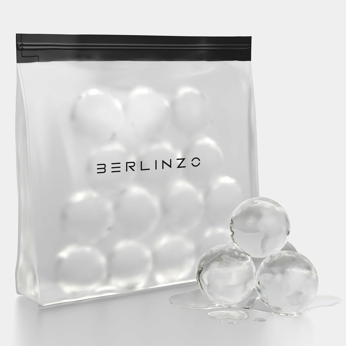 BERLINZO Large Reusable Ice Storage Bag - Freezer Safe Leak Proof Silicone and Plastic-Free Lunch Bag for Ice and Food Storage - BPA-Free XL Size
