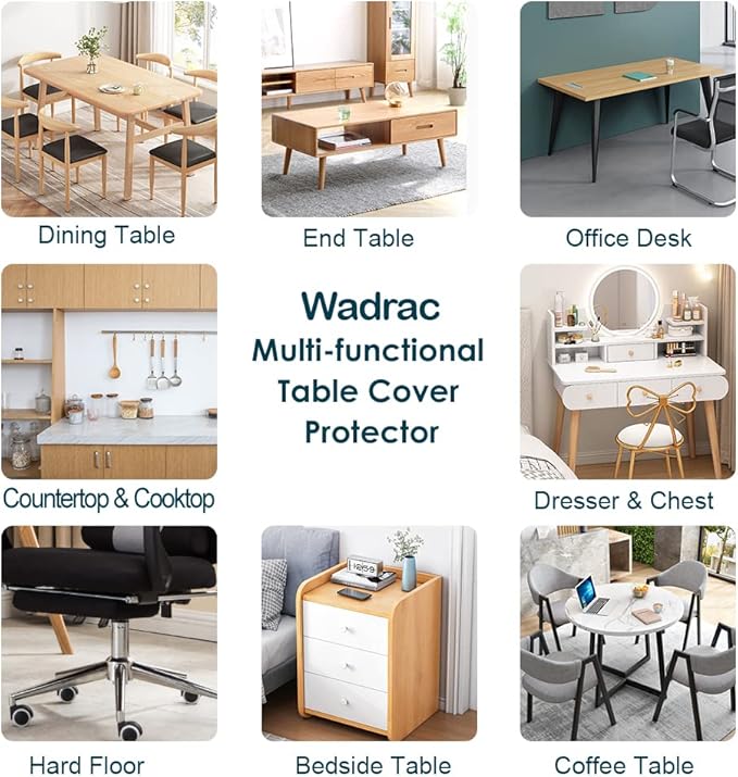 14x14 Clear Plastic PVC Wood Desk Protector Pad Rectangle Thick Clear Plastic Vinyl Tablecloth Furniture Protective Desktop Liner Cover Waterproof Computer Tabletop Protection Desk Blotter Mat Pad