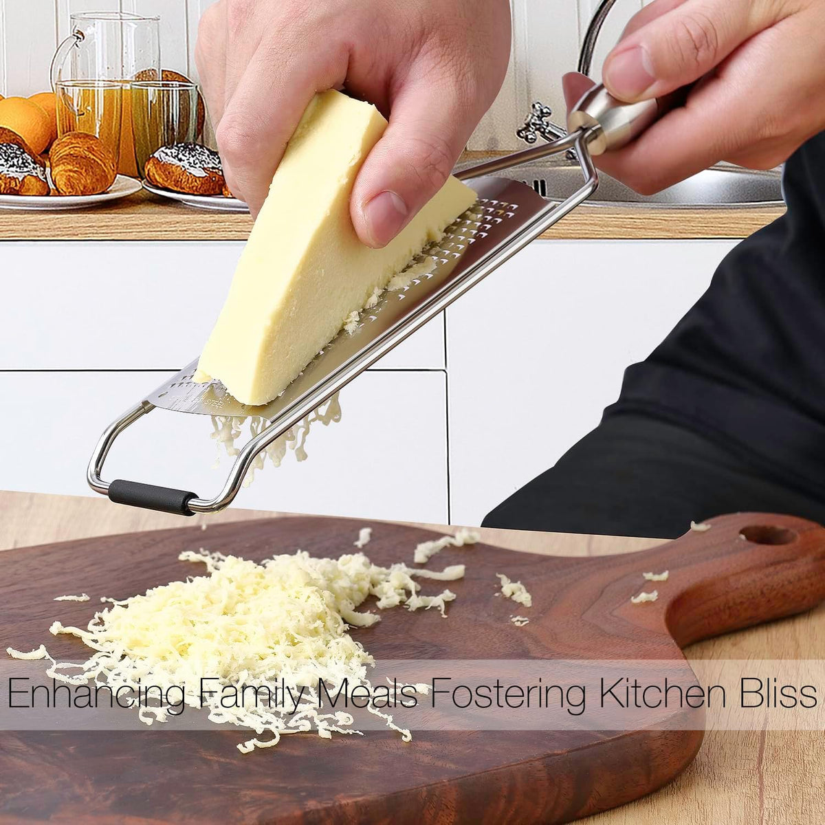 KULUNER Professional-Grade Lemon Zester with Fine Blades, Lightweight Cheese/Vegetable Grater, Solid Wood Handle Design - Rust-Resistant, Durable, Essential Kitchen Tool （A2）