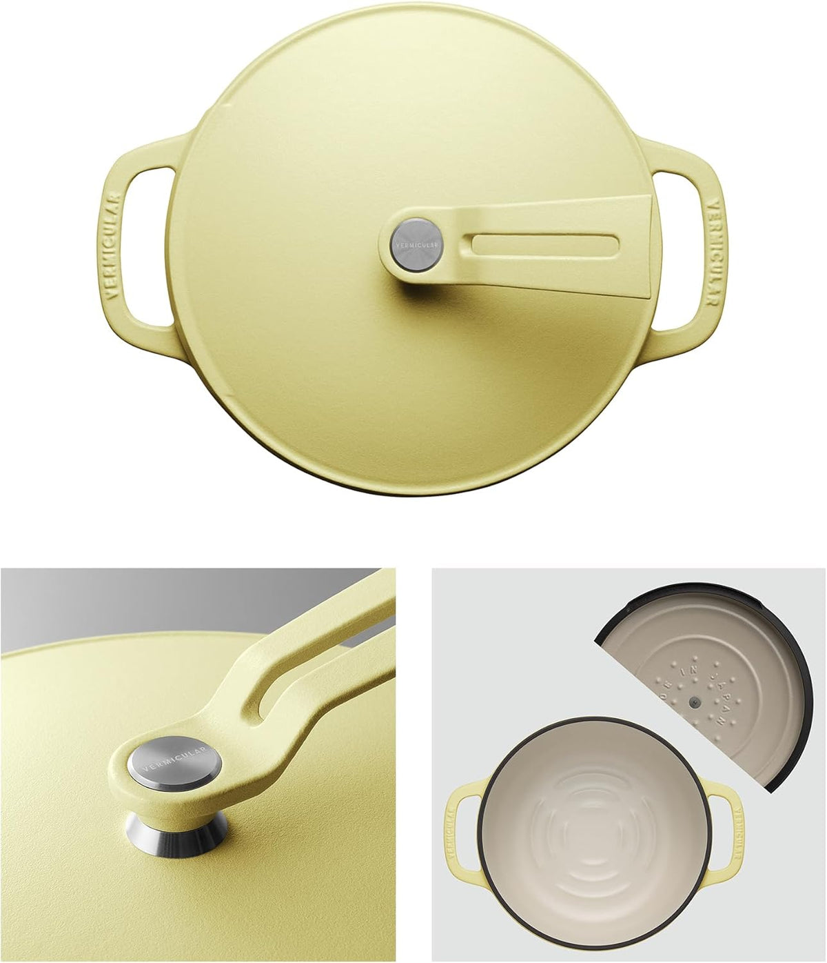 Vermicular Oven Pot 2.0 | Lightweight Enameled Cast Iron Pot | 18cm (2 Qt) | Non-Toxic | Induction-compatible | Dutch Oven | Made in Japan | Matte Chamomile Yellow