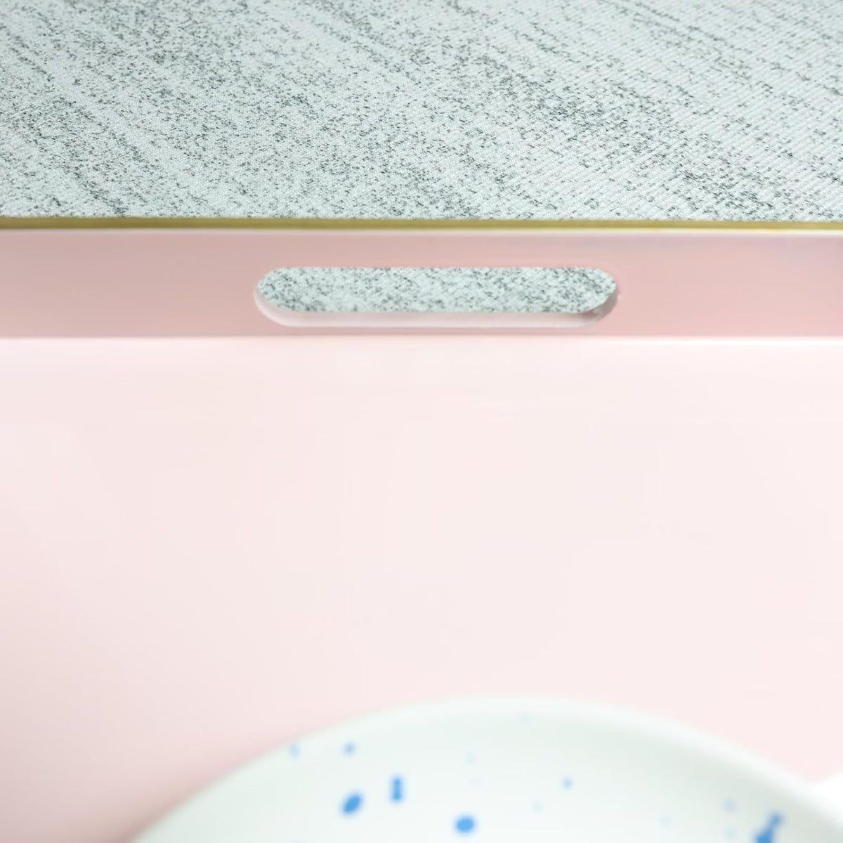 Spsyrine Pink Decorative Serving Tray with Handles, Elegant Plastic Coffee Table Tray for Ottoman, Living Room, Home Decor 15.6" X 10.2"