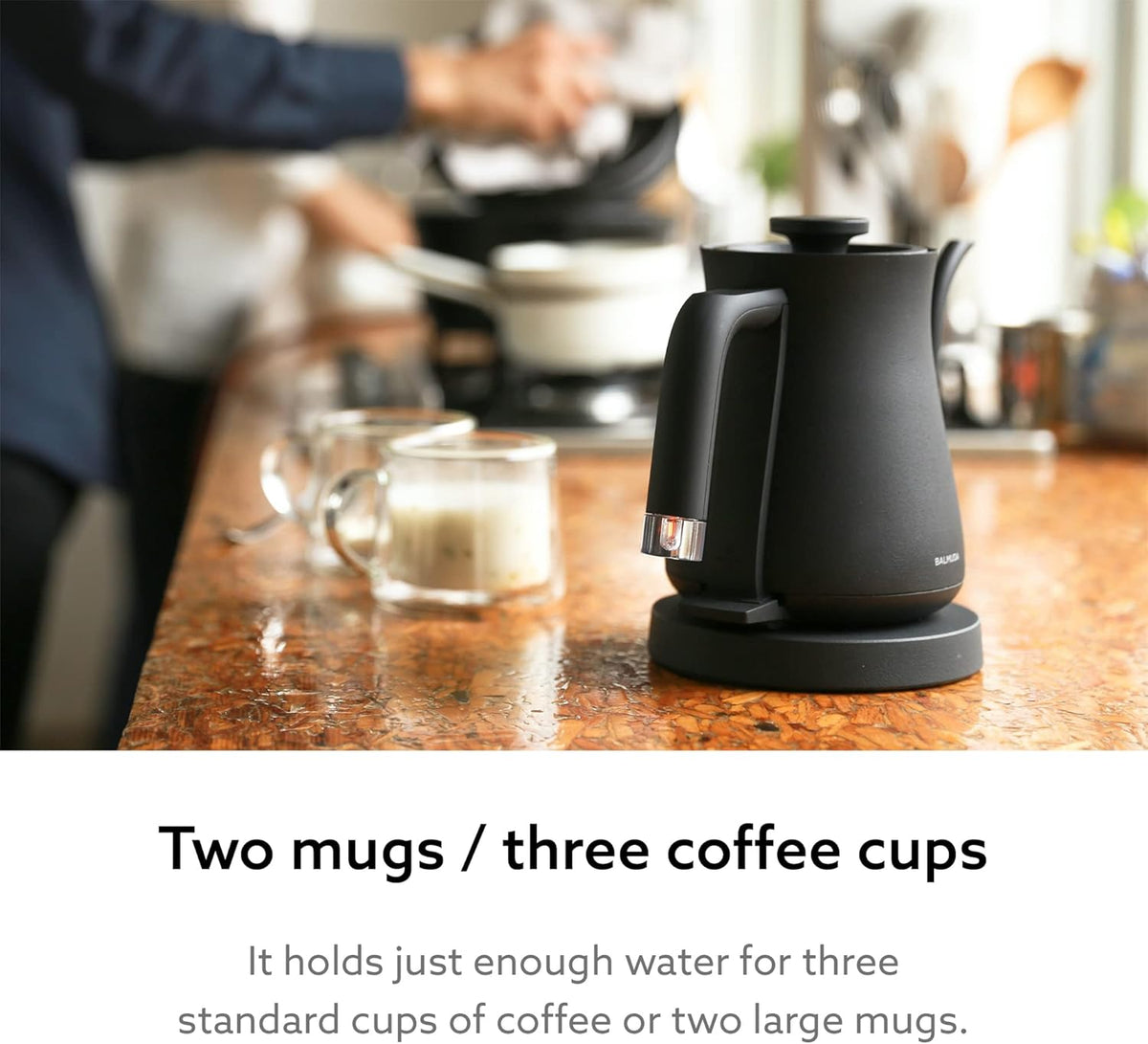 BALMUDA The Kettle | Electric Gooseneck Kettle | Lightweight | Stainless Steel | 0.6L (20fl oz) Capacity | Neon Light Indicator | Perfect for Tea and Coffee | US Version | Black