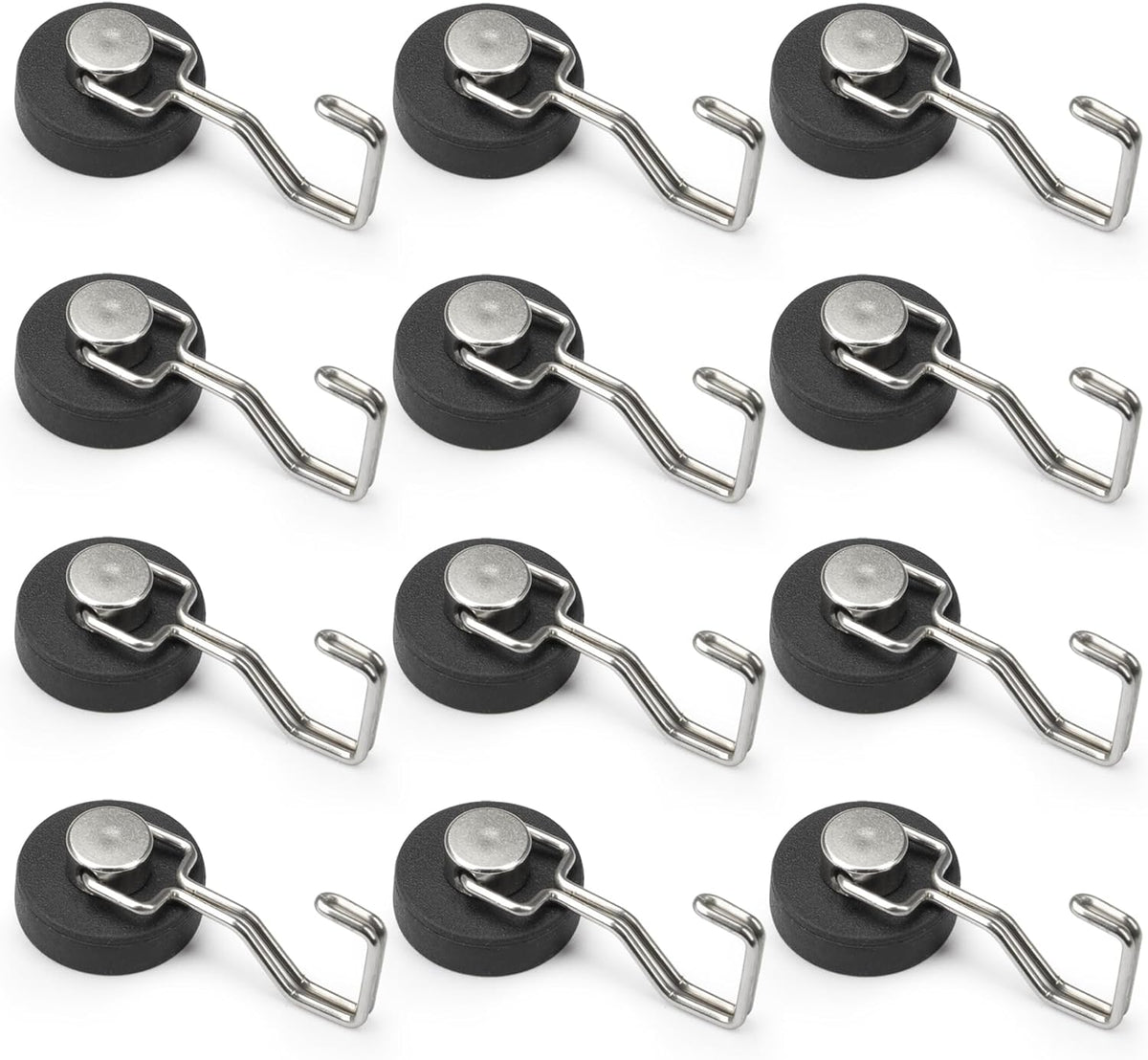 Rare Earth Strong Magnetic Hooks, Perfect for Cruise Ship Cabins and Kitchens, Waterproof Rubber Coated Magnetic Hooks(12, Sliver)