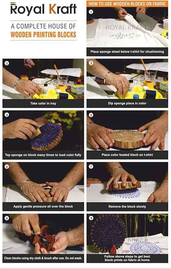 Royal Kraft Floral Wooden Block Printing Stamps (Set of 25) - DIY Henna Fabric Textile Paper Clay Pottery Blocks Bulk01_25F