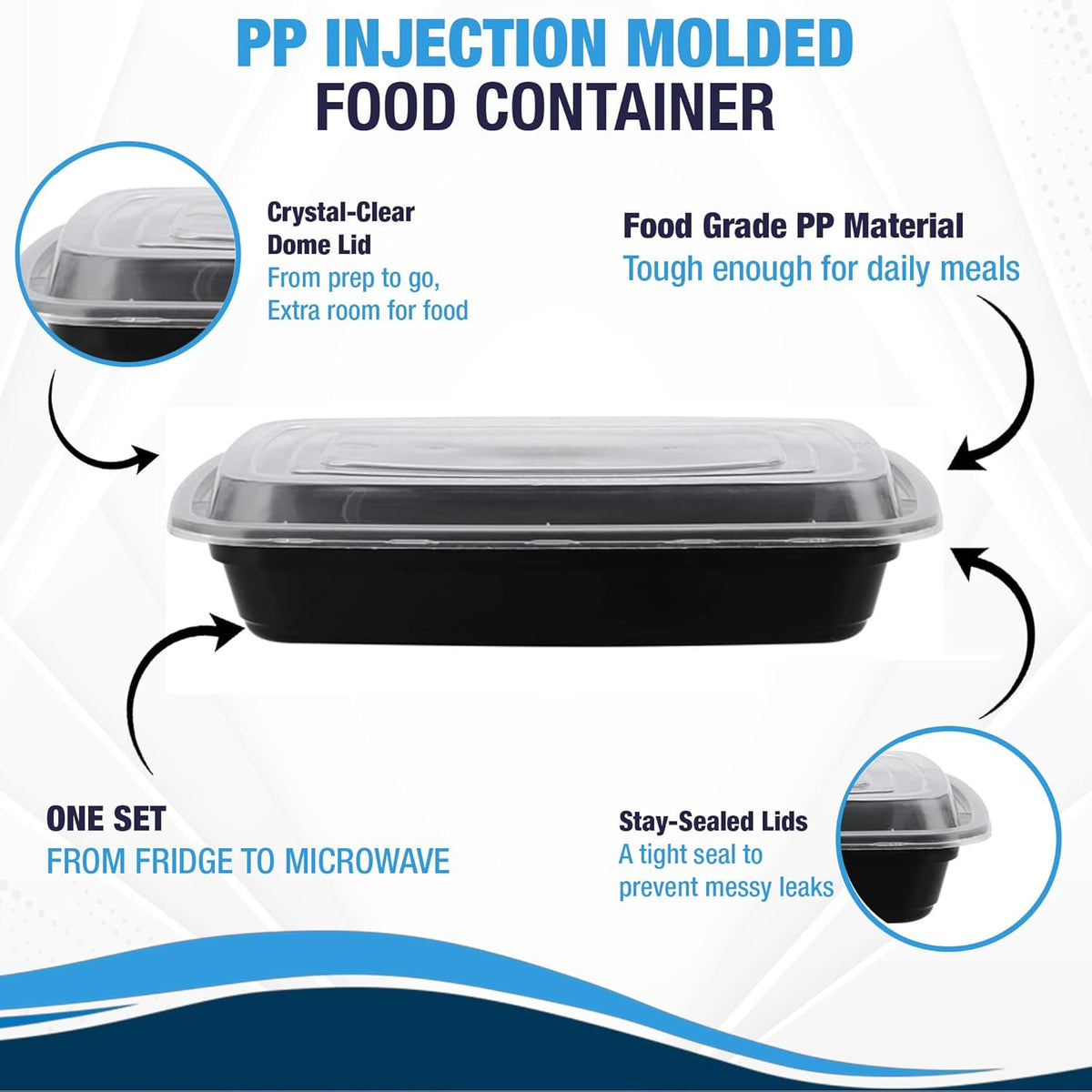 Ruthy's Outlet Meal Prep Containers W/Lids -Square Food Storage – BPA-Free| Stackable | Microwave | Freezer & Dishwasher Safe | Reusable Lunch Bento Box Portion Control & Planning (100 Pack, 32 oz)