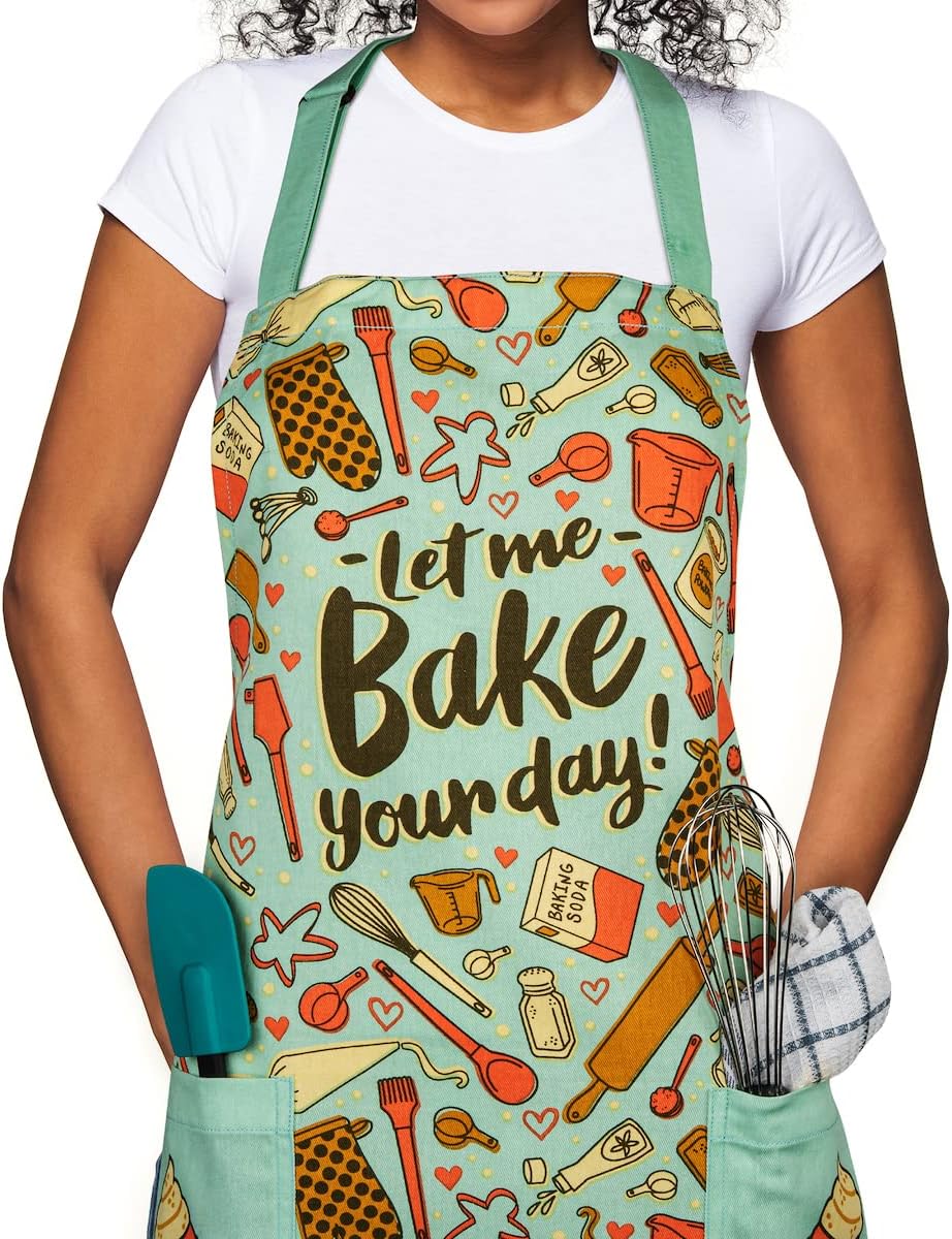 Lavley Christmas Baking Aprons - Funny kitchen gift for men, women and kids - 100% cotton adjustable apron for holiday bakers