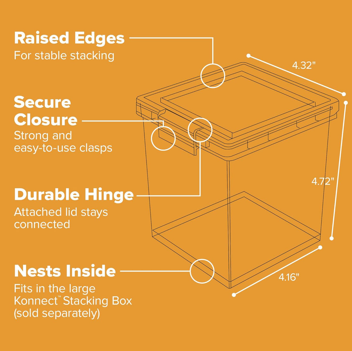 Bostitch Konnect Storage Containers with Lids, Organizer, Clear Plastic Box, Stackable Nesting Bins, Medium, 2 Pack