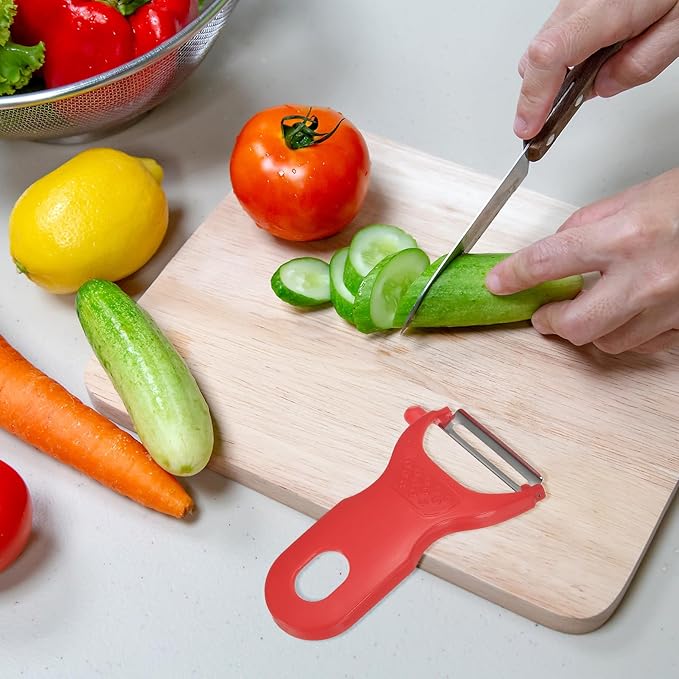 uxcell Vegetable Peeler Set, 4.5 Inch Stainless Steel Potato Peeler for Apple Fruits Red
