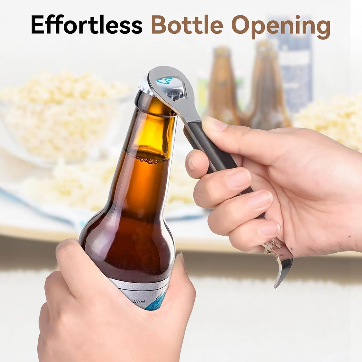 2-Pack Can Punch Opener with Non-Slip Handle, Dual Stainless Steel Beer Bottle and Can Openers, Rust-Resistant and Compact, for Kitchen, Bar, Camping